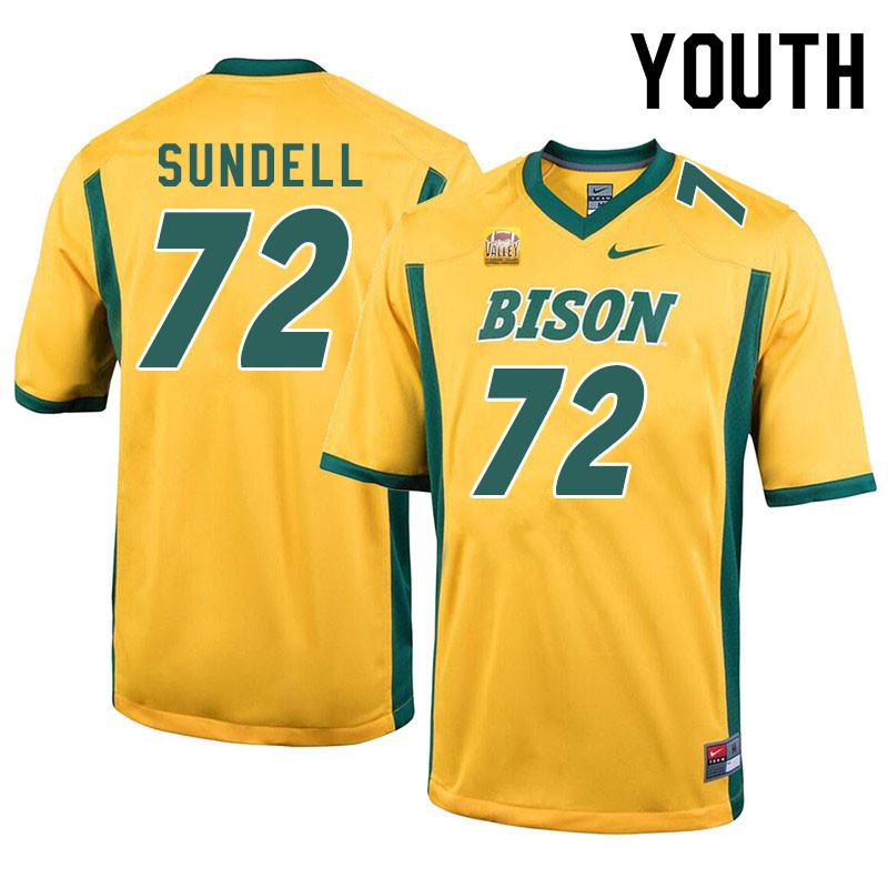 Youth #72 Jalen Sundell North Dakota State Bison College Football Jerseys Sale-Yellow